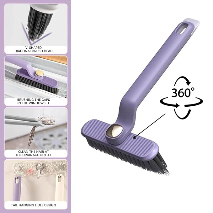Multi-Function Bathroom Plastic Cleaning Brush,Tiles Cleaning Brush,Hard Bristle Rotating Crevice Gap Cleaning Brushes for Bathroom,Floor Cleaner Brush (Multicolour)